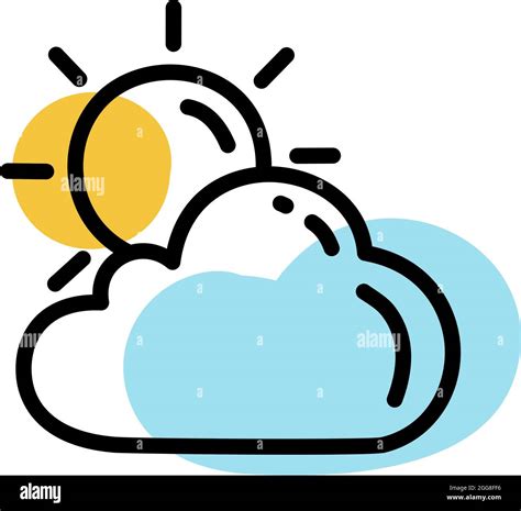 Sun With Clouds Illustration Vector On A White Background Stock