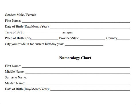 Free Sample Numerology Chart Templates In Pdf