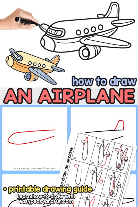 Airplane Directed Drawing How To Draw An Airplane Easy Peasy And