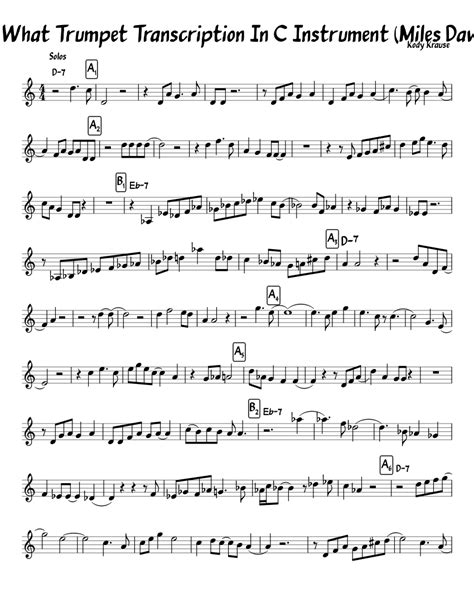 So What Trumpet Transcription In C Instrument Miles Davis Sheet Music