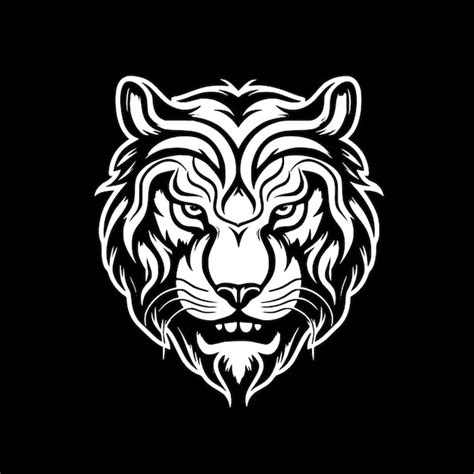 Ilustración vectorial de tigre en blanco y negro Vector Premium