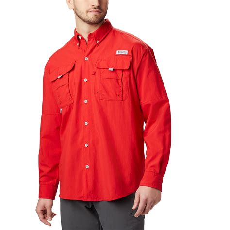 Columbia Synthetic Pfg Bahama Ii Long Sleeve Shirt Breathable With Uv