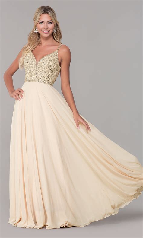 Champagne Chiffon Prom Dresses