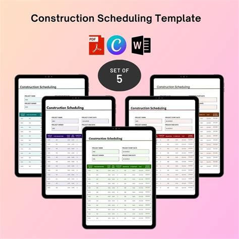 Construction Scheduling Template Printable In PDF Word Templates