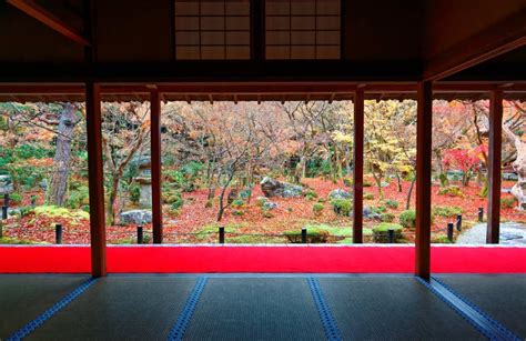 Autumn Scenery Of A Beautiful Japanese Garden In Kyoto Japan Stock