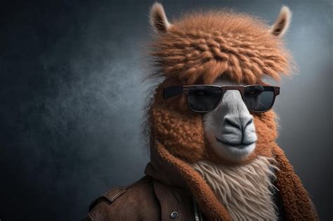 Premium Photo Photo Of Alpaca Dressed As A Human With Sunglasses