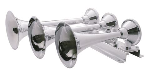 Trumpet Horizontal Chrome Train Horn Right Chrome World Truck Parts