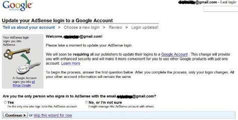 AdSense Login to Update to Google Account - Tech Journey