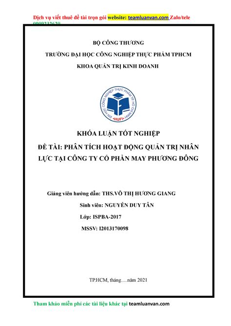 Khóa Luận Tốt Nghiệp Khoa Quản Trị Kinh Doanh Trường Đại Học Công