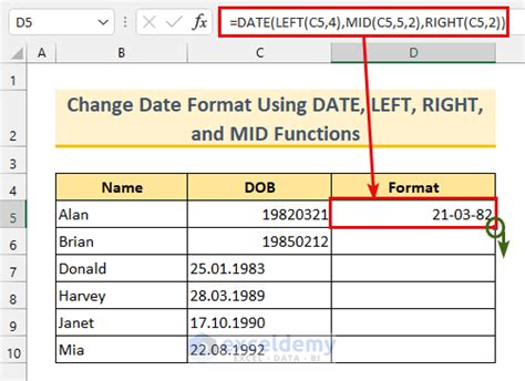 How To Use Formula To Change Date Format In Excel 5 Methods