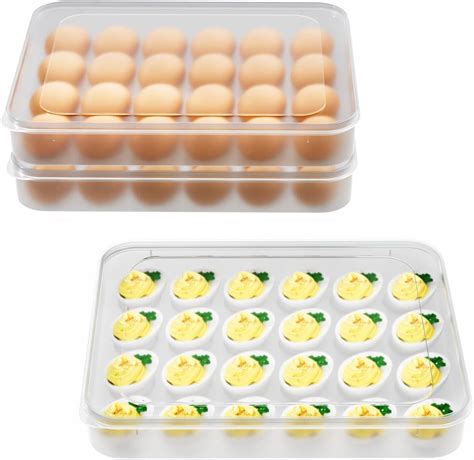 77l Deviled Egg Containers With Lid Set Of 3 Plastic Egg Holder For Refrigerator