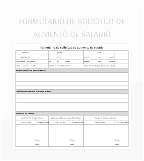 Plantilla De Formato Excel Formulario De Solicitud De Aumento De