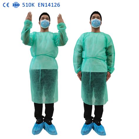 Hubei Factory SMS PP PE Nonwoven Waterproof Isolation Gown Chemical