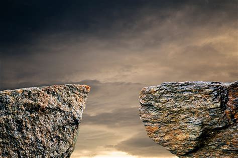 Two Stone Cliffs With A Gap Stock Photo Download Image Now Istock