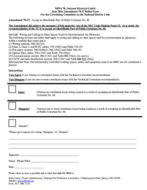 Fillable Online Nfpa Amend Ballot Form Situation A NFPA Nfpa Fax