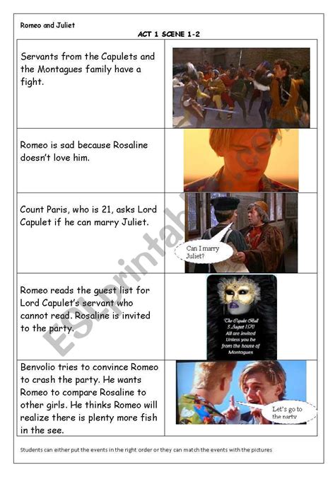 Romeo And Juliet Act 1 Scene 1 2 Esl Worksheet By Melocoton