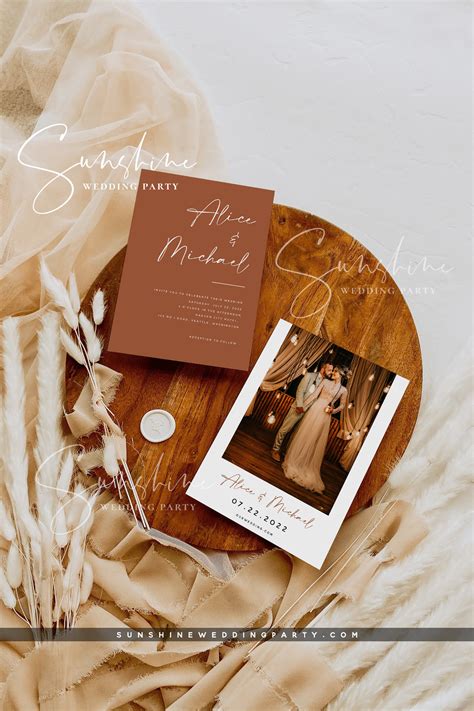 Terracotta Wedding Invitation Template With Photo Printable Burnt