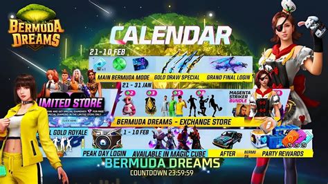 ඊලගට එන Event Calendar එක Free Fire Bermuda Dreams Event Calendar