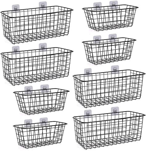 8 Pack Wire Storage Baskets Household Metal Wall-Mounted Containers ...