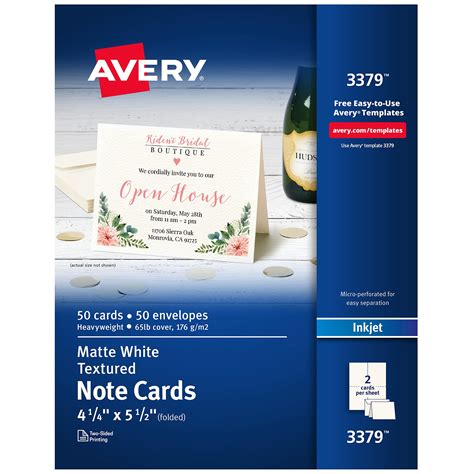 Avery Printable Note Cards, Inkjet Printers, 50 Cards and Envelopes, 4. ...