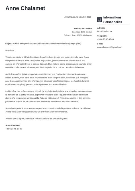 La Lettre De Motivation Parfaite Pour Travailler En Cr Che General