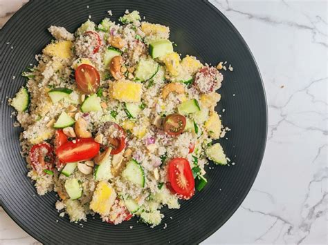 West African Vegan Fonio Salad with Mango and Cashews - Plants-Rule