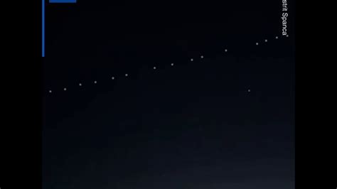 Elon Musks Satellite Network Starlink Seen Through Sky At Night Youtube