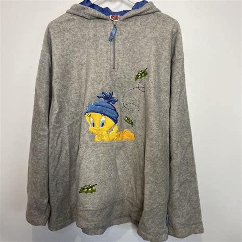 Vintage Looney Tunes Tweety Bird Fleece Hoodie Jacket Gem