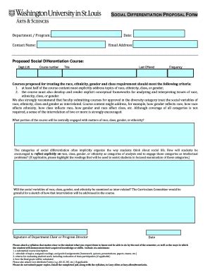 Fillable Online Artsci Wustl Social Differentiation Proposal Form Fax