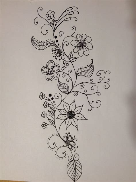 Vine With Flowers Doodle Designs Doodle Patterns Zentangle Patterns