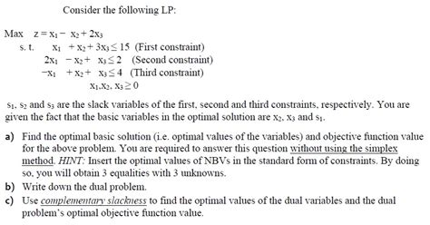 Consider The Following Lp Max Z X 1 X 2 2x 3