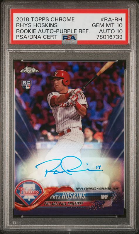 Rhys Hoskins Topps Chrome Ra Rh Rookie Auto Purple Refractor