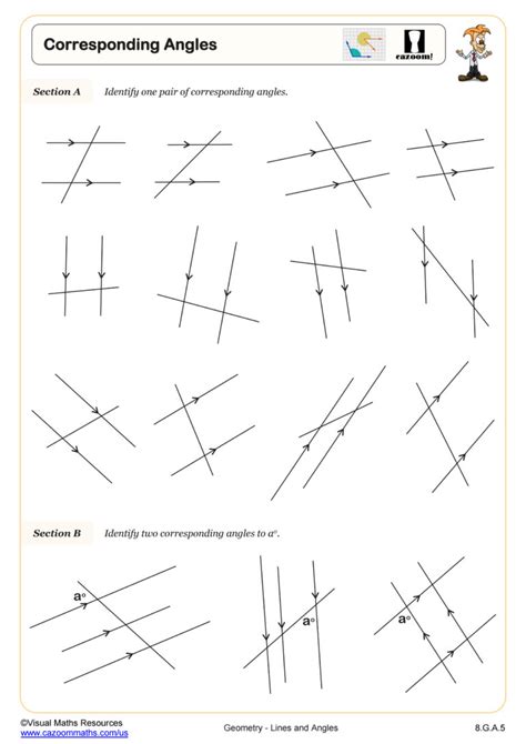 Corresponding Angles Worksheet | Fun and Engaging 8th Grade PDF Worksheets