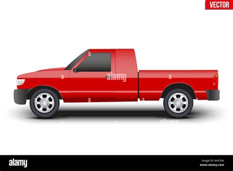 Original Classic Red Pickup Truck Vector Illustration Stock Vector