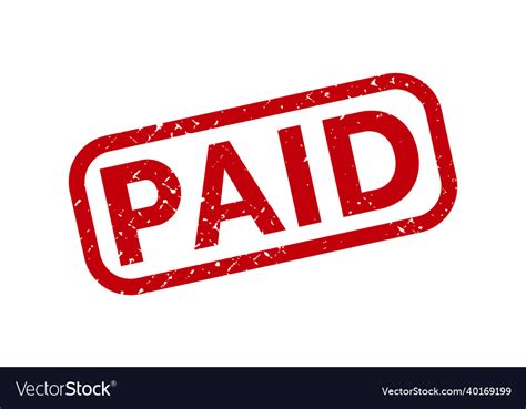 Paid Rubber Stamp Red Grunge Royalty Free Vector Image