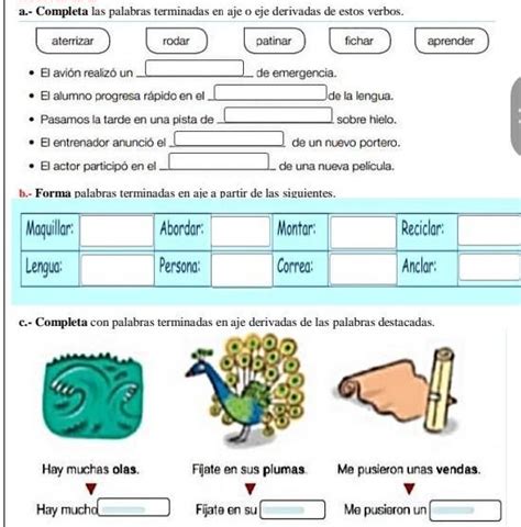 Completa Las Palabras Terminadas En Aje O Eje Derribadas En Estos