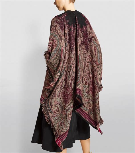 Womens Etro Black Mantella Paisley Poncho Harrods Countrycode