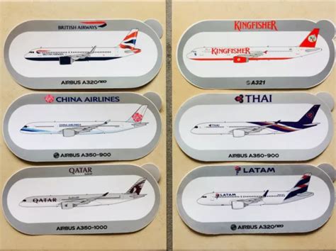 Lot 6 Autocollant Sticker Aufkleber Adesivo Avion Airbus Airliner Airlines A350 Eur 1600