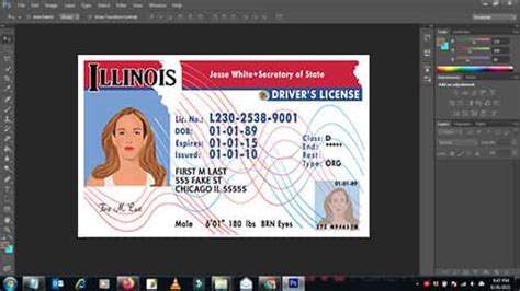 Illinois Drivers License Psd Template Download Photoshop File