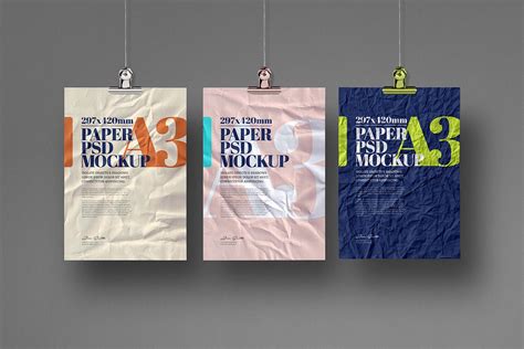 A3 Flyer Poster Mockup Crumpled Hanging Scene Payhip