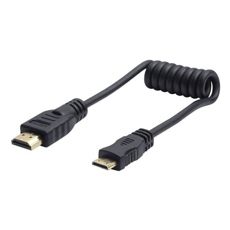 New Hdmi To Mini Hdmi Retractable Spring Curl Video Cable For Canon Nikon Camera Monitor In