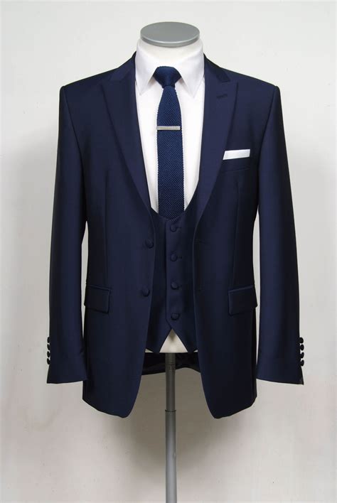 Grooms Wedding Suit Navy Slim Fit 2 Button Single Breasted Suit With