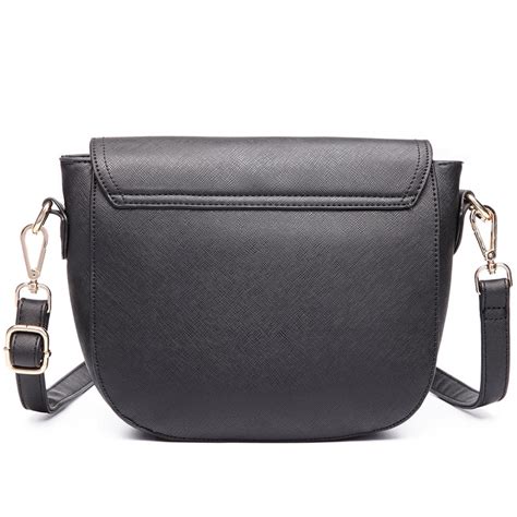 Lt6631 Miss Lulu Faux Leather Cross Body Satchel Bag Black