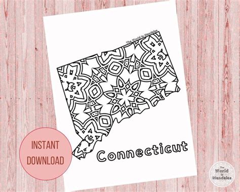 Connecticut States Of The USA Colouring Page Mandala Colouring Page