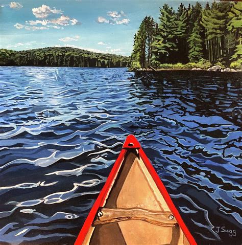 Red Canoe Painting By Judy Sugg