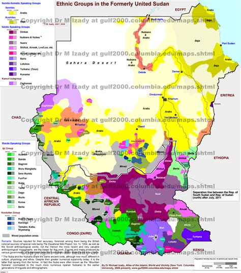 Ethnic map of Sudan and South Sudan(courtesy of the gulf2000 project at ...