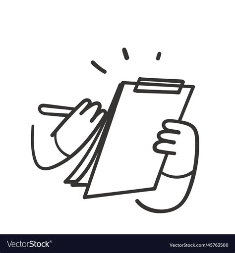 Hand Drawn Doodle Person Holding Clipboard Form Vector Image