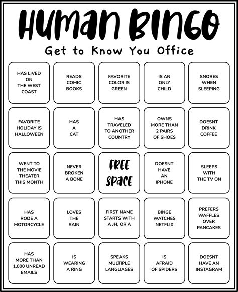 10 Best Printable Human Bingo Templates Printablee Pr