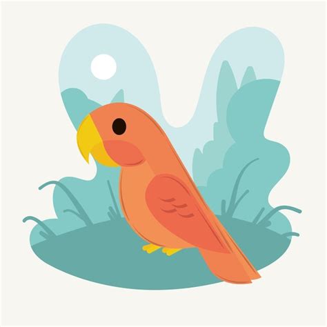 Dibujos Animados De Aves Loro Vector Premium