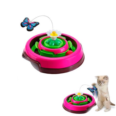 Brinquedo para Gatos Cat Spin 2 em 1 Borboleta Giratória Rosa e